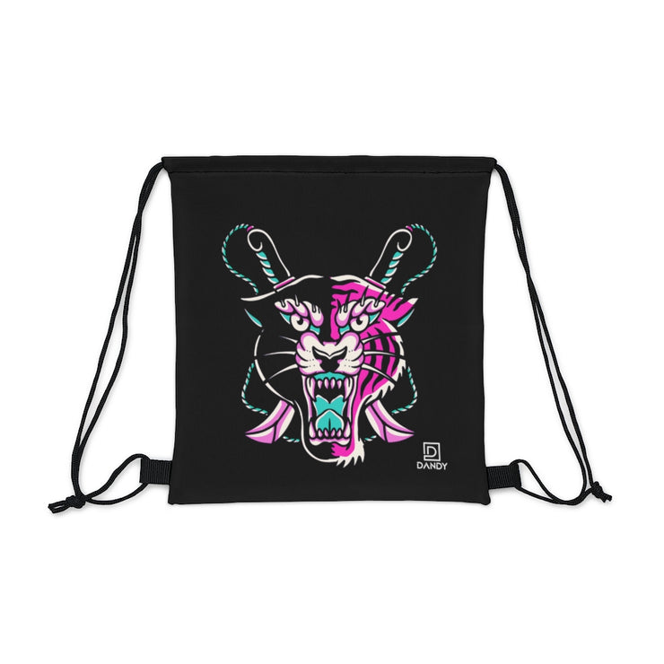 Panther & Tiger (pink) ~ Outdoor Drawstring Bag