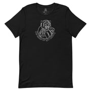 Racer Cat 'Be Nice or Go Away' (white on black) Unisex t-shirt